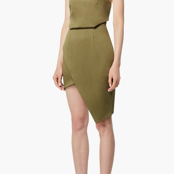 NWT Elliott Camo Asymmetric Satin Cocktail Dress - Picture 6 of 8